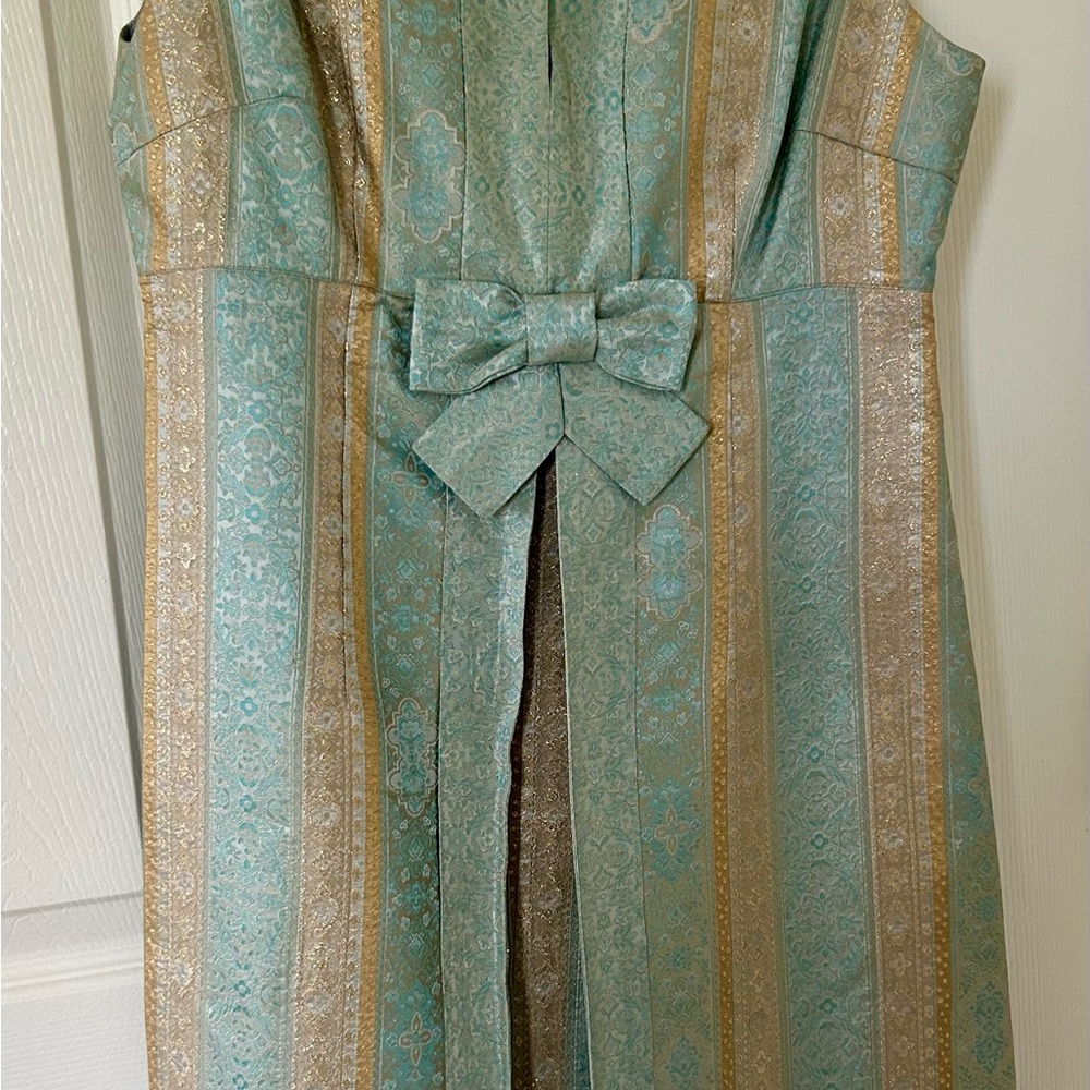 Anna Sui Teal and Gold Midi Dress